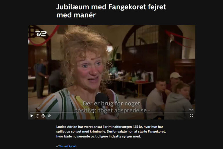 Jubilæum med Fangekoret fejret med manér. TV2 News aug. 2019