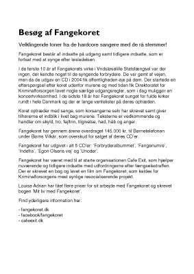Fangekoret - Pressemeddelelse